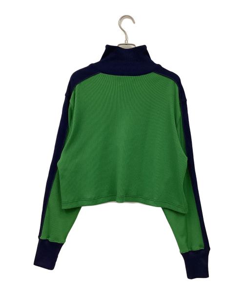 BEAMS BOY（ビームスボーイ）BEAMS BOY (ビームスボーイ) ラインディティール ハーフジップ プルオーバー グリーン サイズ:表記なしの古着・服飾アイテム