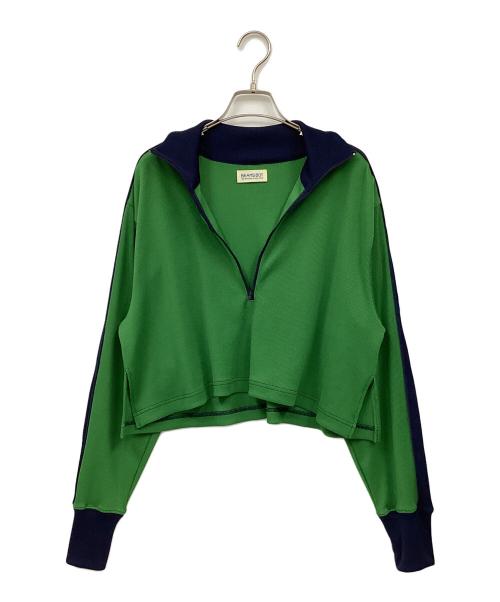 BEAMS BOY（ビームスボーイ）BEAMS BOY (ビームスボーイ) ラインディティール ハーフジップ プルオーバー グリーン サイズ:表記なしの古着・服飾アイテム