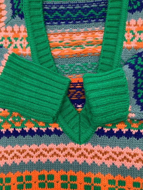 BEAMS BOY（ビームスボーイ）BEAMS BOY (ビームスボーイ) ボーイ フェアアイル Vネック ニット グリーン サイズ:不明の古着・服飾アイテム