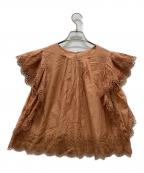 ANAYIアナイ）の古着「フラワーエンブロイダリーブラウス」｜ブラウン