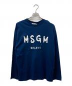 MSGMエムエスジーエム）の古着「ブラッシュロゴ ロングスリーブTシャツ」｜ネイビー