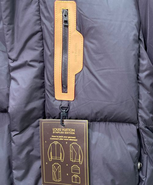 LOUIS VUITTON（ルイ ヴィトン）LOUIS VUITTON (ルイ ヴィトン) レザートリム パファー ダウンジャケット ネイビー サイズ:46の古着・服飾アイテム