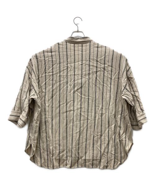 FRAMeWORK（フレームワーク）FRAMeWORK (フレームワーク) コットンリネン アムンゼンブラウス ベージュ×ブラック サイズ:表記サイズ無しの古着・服飾アイテム