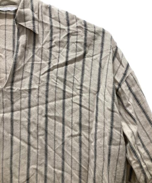 FRAMeWORK（フレームワーク）FRAMeWORK (フレームワーク) コットンリネン アムンゼンブラウス ベージュ×ブラック サイズ:表記サイズ無しの古着・服飾アイテム