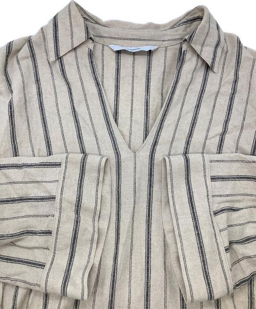 FRAMeWORK（フレームワーク）FRAMeWORK (フレームワーク) コットンリネン アムンゼンブラウス ベージュ×ブラック サイズ:表記サイズ無しの古着・服飾アイテム