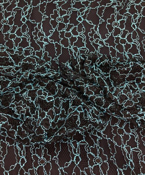 SEE BY CHLOE（シーバイクロエ）SEE BY CHLOE (シーバイクロエ) チュール総刺繍フレアワンピース ブラック×ブルー サイズ:44 未使用品の古着・服飾アイテム