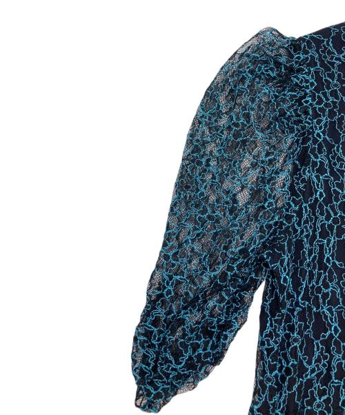 SEE BY CHLOE（シーバイクロエ）SEE BY CHLOE (シーバイクロエ) チュール総刺繍フレアワンピース ブラック×ブルー サイズ:44 未使用品の古着・服飾アイテム