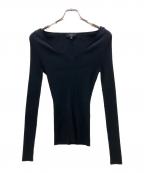 theoryセオリー）の古着「Wooster Crepe Knit Vneck Rib PO」｜ブラック