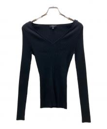 theory（セオリー）の古着「Wooster Crepe Knit Vneck Rib PO」｜ブラック
