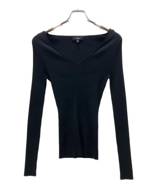 theory（セオリー）theory (セオリー) Wooster Crepe Knit Vneck Rib PO ブラック サイズ:Sの古着・服飾アイテム