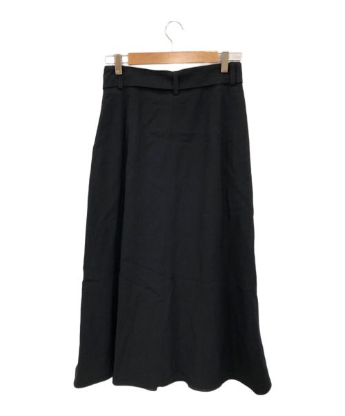 BLAMINK（ブラミンク）BLAMINK (ブラミンク) レーヨンリネンサイドベルトフレアスカート ブラック サイズ:36の古着・服飾アイテム