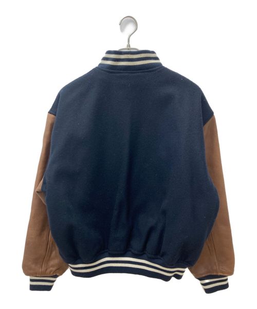 POLO RALPH LAUREN（ポロ・ラルフローレン）POLO RALPH LAUREN (ポロ・ラルフローレン) ワッペン付レザー切替スタジャン ネイビー サイズ:SIZE Lの古着・服飾アイテム