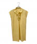 NARA CAMICIEナラカミーチェ）の古着「カットワーク刺繍フリルワンピース」｜イエロー