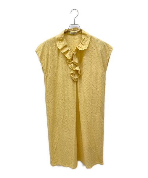 NARA CAMICIE（ナラカミーチェ）NARA CAMICIE (ナラカミーチェ) カットワーク刺繍フリルワンピース イエロー サイズ:3の古着・服飾アイテム