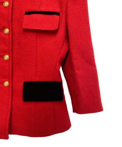 GUCCI（グッチ）GUCCI (グッチ) Padded shoulders wool mohair jacket (パテッドショルダーウールモヘアジャケット) レッド サイズ:36の古着・服飾アイテム