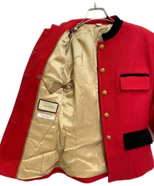 GUCCI（グッチ）GUCCI (グッチ) Padded shoulders wool mohair jacket (パテッドショルダーウールモヘアジャケット) レッド サイズ:36の古着・服飾アイテム