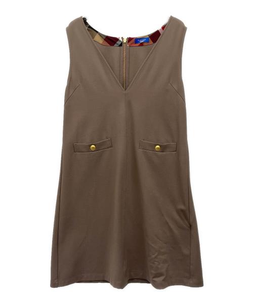 BLUE LABEL CRESTBRIDGE（ブルーレーベルクレストブリッジ）BLUE LABEL CRESTBRIDGE (ブルーレーベルクレストブリッジ) レーヨンストレッチポンチワンピース ブラック×ベージュ サイズ:38の古着・服飾アイテム