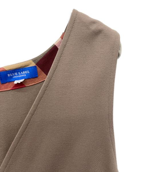 BLUE LABEL CRESTBRIDGE（ブルーレーベルクレストブリッジ）BLUE LABEL CRESTBRIDGE (ブルーレーベルクレストブリッジ) レーヨンストレッチポンチワンピース ブラック×ベージュ サイズ:38の古着・服飾アイテム