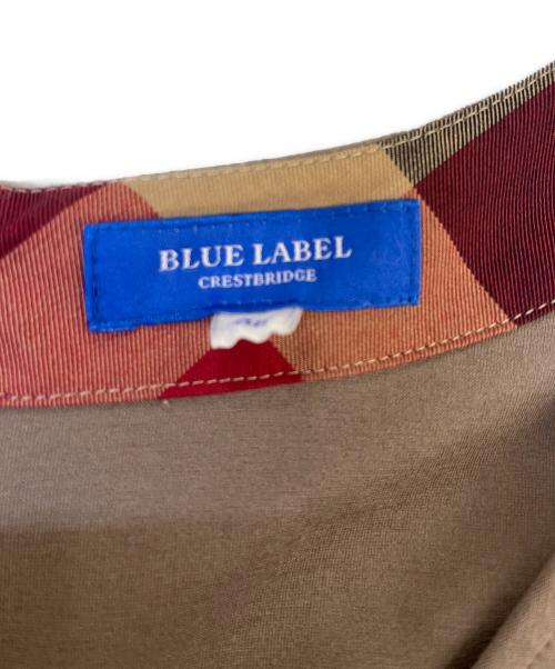 BLUE LABEL CRESTBRIDGE（ブルーレーベルクレストブリッジ）BLUE LABEL CRESTBRIDGE (ブルーレーベルクレストブリッジ) レーヨンストレッチポンチワンピース ブラック×ベージュ サイズ:38の古着・服飾アイテム