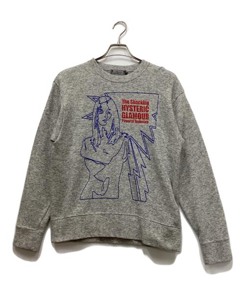 Hysteric Glamour（ヒステリックグラマー）Hysteric Glamour (ヒステリックグラマー) THE SHOCKING刺繍 スウェット グレー サイズ:Mの古着・服飾アイテム