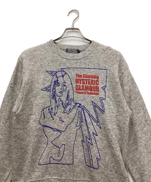 Hysteric Glamour（ヒステリックグラマー）Hysteric Glamour (ヒステリックグラマー) THE SHOCKING刺繍 スウェット グレー サイズ:Mの古着・服飾アイテム