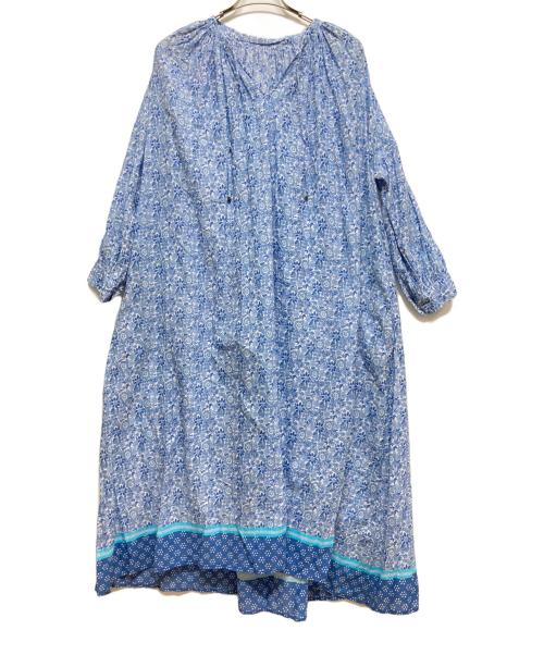 SOIL（ソイル）SOIL (ソイル) 総柄ワンピース ブルー サイズ:Ⅱの古着・服飾アイテム