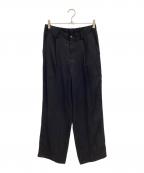 Coohemコーヘン）の古着「KNIT SIDELINE LINEN MIX PANTS」｜ブラック