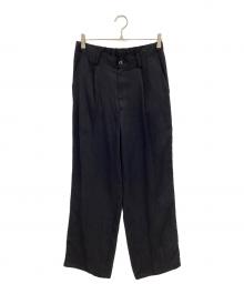 Coohem（コーヘン）の古着「KNIT SIDELINE LINEN MIX PANTS」｜ブラック