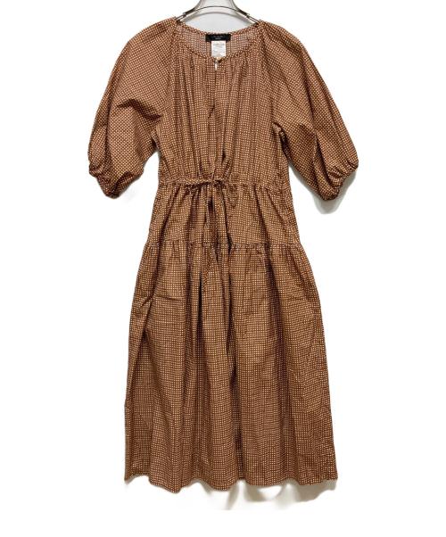 Max Mara WEEK END LINE（マックスマーラ ウイークエンドライン）Max Mara WEEK END LINE (マックスマーラ ウイークエンドライン) チェックプリントパフスリーブワンピース ブラウン サイズ:38の古着・服飾アイテム