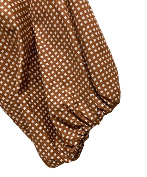 Max Mara WEEK END LINE（マックスマーラ ウイークエンドライン）Max Mara WEEK END LINE (マックスマーラ ウイークエンドライン) チェックプリントパフスリーブワンピース ブラウン サイズ:38の古着・服飾アイテム