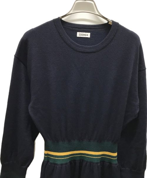 Coohem（コーヘン）Coohem (コーヘン) ファインウールテックニットワンピース ネイビー サイズ:Mの古着・服飾アイテム