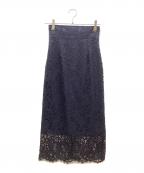Nobleノーブル）の古着「リバーレースIラインスカート」｜ネイビー