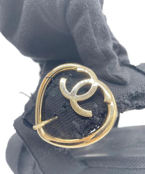 CHANEL（シャネル）CHANEL (シャネル) ハートモチーフキャンバスサンダル ブラック サイズ:38Cの古着・服飾アイテム