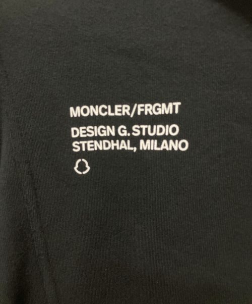MONCLER（モンクレール）MONCLER (モンクレール) FRAGMENT DESIGN (フラグメントデザイン) Lewis Leathers (ルイスレザース) トリプルコラボスウェットライダースブルゾン ブラック サイズ:Lの古着・服飾アイテム