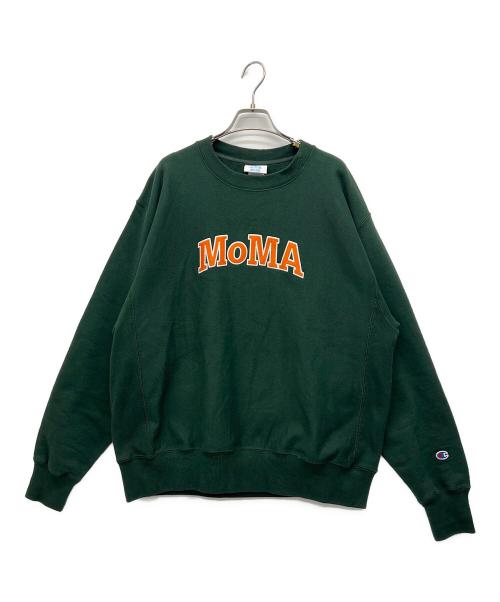 Champion REVERSE WEAVE（チャンピオン リバース ウィーブ）Champion REVERSE WEAVE (チャンピオン リバース ウィーブ) MoMA (モマ) クルーネックスウェット グリーン サイズ:2XLの古着・服飾アイテム
