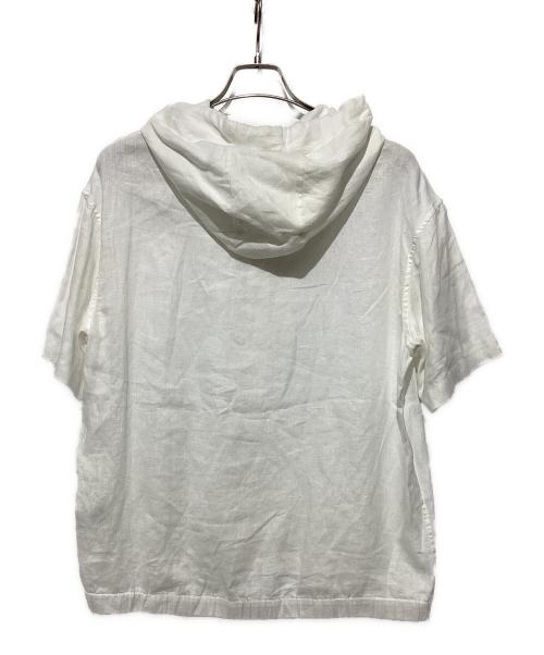 EMPORIO ARMANI（エンポリオアルマーニ）EMPORIO ARMANI (エンポリオアルマーニ) リネンフーデットシャツ ホワイト サイズ:Sの古着・服飾アイテム