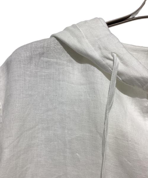 EMPORIO ARMANI（エンポリオアルマーニ）EMPORIO ARMANI (エンポリオアルマーニ) リネンフーデットシャツ ホワイト サイズ:Sの古着・服飾アイテム