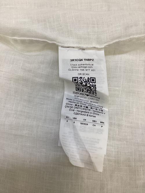 EMPORIO ARMANI（エンポリオアルマーニ）EMPORIO ARMANI (エンポリオアルマーニ) リネンフーデットシャツ ホワイト サイズ:Sの古着・服飾アイテム