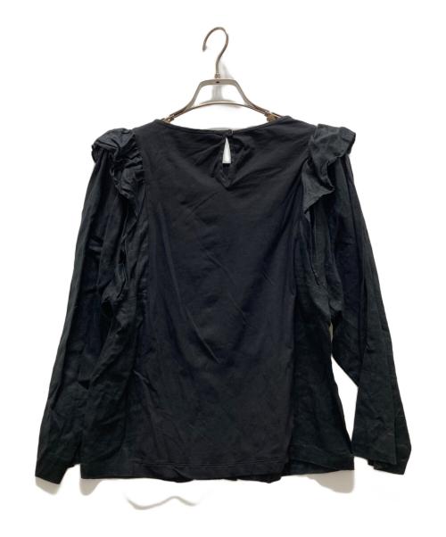 Max Mara WEEK END LINE（マックスマーラ ウイークエンドライン）MAX MARA WEEK END LINE (マックスマーラ ウイークエンドライン) リネンフリルブラウス ブラック サイズ:ＸＳの古着・服飾アイテム