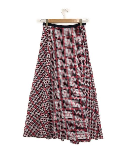 TOMORROW LAND（トゥモローランド）TOMORROW LAND (トゥモローランド) クレールチェック アシンメトリースイングスカート レッド×ネイビー サイズ:34の古着・服飾アイテム