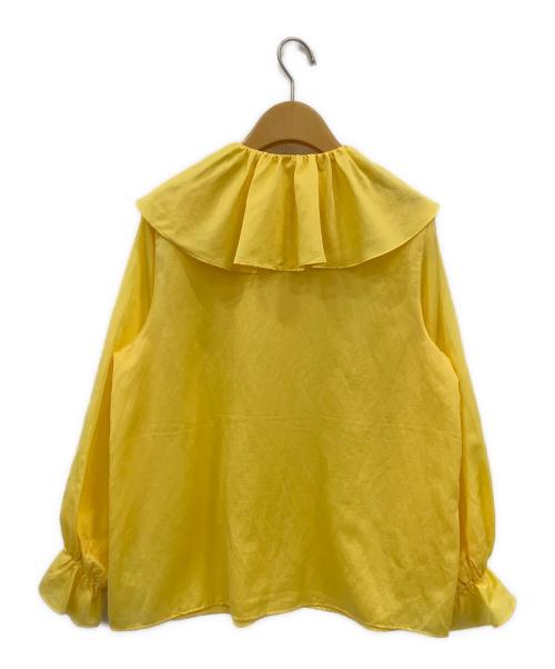 BALLSEY（ボールジィ）BALLSEY (ボールジィ) コットンシルクサテンラッフルカラーブラウス イエロー サイズ:36の古着・服飾アイテム