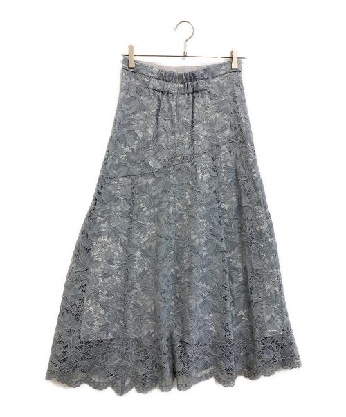 Mystrada（マイストラーダ）Mystrada (マイストラーダ) 切替フレアレーススカート サックスブルー サイズ:SIZE 38の古着・服飾アイテム