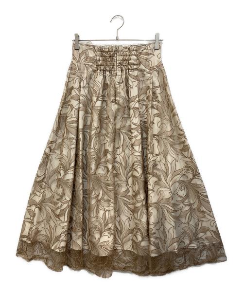 Mystrada（マイストラーダ）Mystrada (マイストラーダ) スプリングエンブロイダリータックスカート ベージュ サイズ:SIZE 38の古着・服飾アイテム