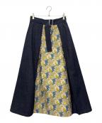 Lois CRAYONロイスクレヨン）の古着「デニムジャカードコンビスカート」｜インディゴ