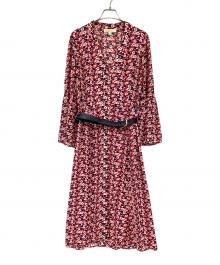 MICHAEL KORS（マイケルコース）の古着「ベルト付花柄ワンピース」｜レッド×ネイビー