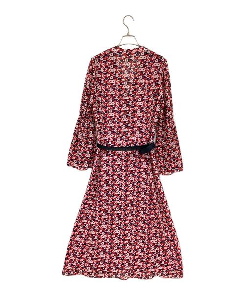 MICHAEL KORS（マイケルコース）MICHAEL KORS (マイケルコース) ベルト付花柄ワンピース レッド×ネイビー サイズ:Sの古着・服飾アイテム