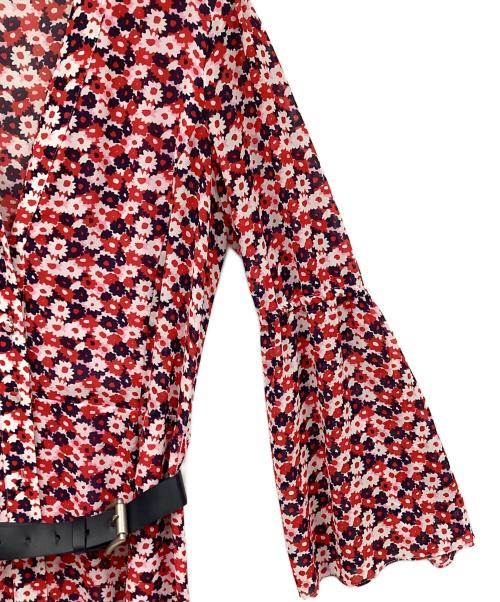 MICHAEL KORS（マイケルコース）MICHAEL KORS (マイケルコース) ベルト付花柄ワンピース レッド×ネイビー サイズ:Sの古着・服飾アイテム
