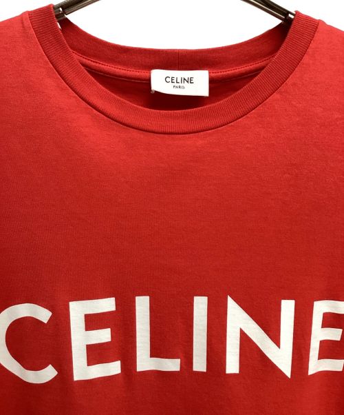 CELINE（セリーヌ）CELINE (セリーヌ) ルーズロゴTシャツ レッド サイズ:XSの古着・服飾アイテム