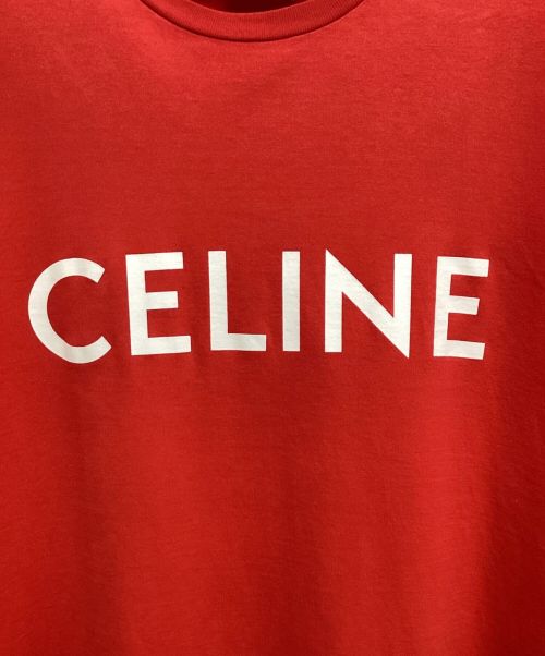 CELINE（セリーヌ）CELINE (セリーヌ) ルーズロゴTシャツ レッド サイズ:XSの古着・服飾アイテム