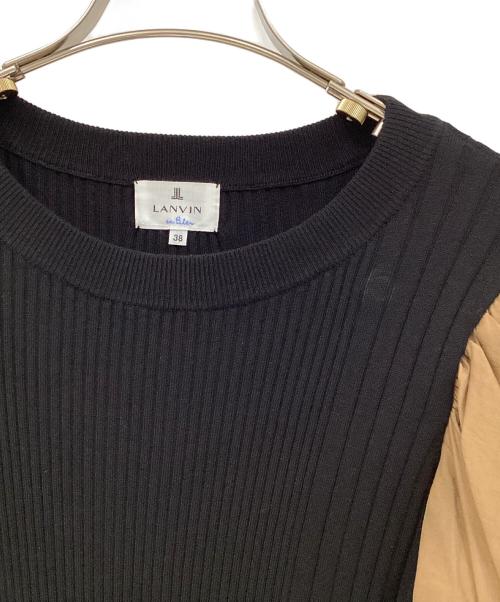 LANVIN en Bleu（ランバンオンブルー）LANVIN en Bleu (ランバンオンブルー) オーガンジースリーブニットワンピース ブラック サイズ:38の古着・服飾アイテム